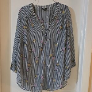 Ladies Torrid Harper Brand Striped‎ Floral Blouse Sz 2
